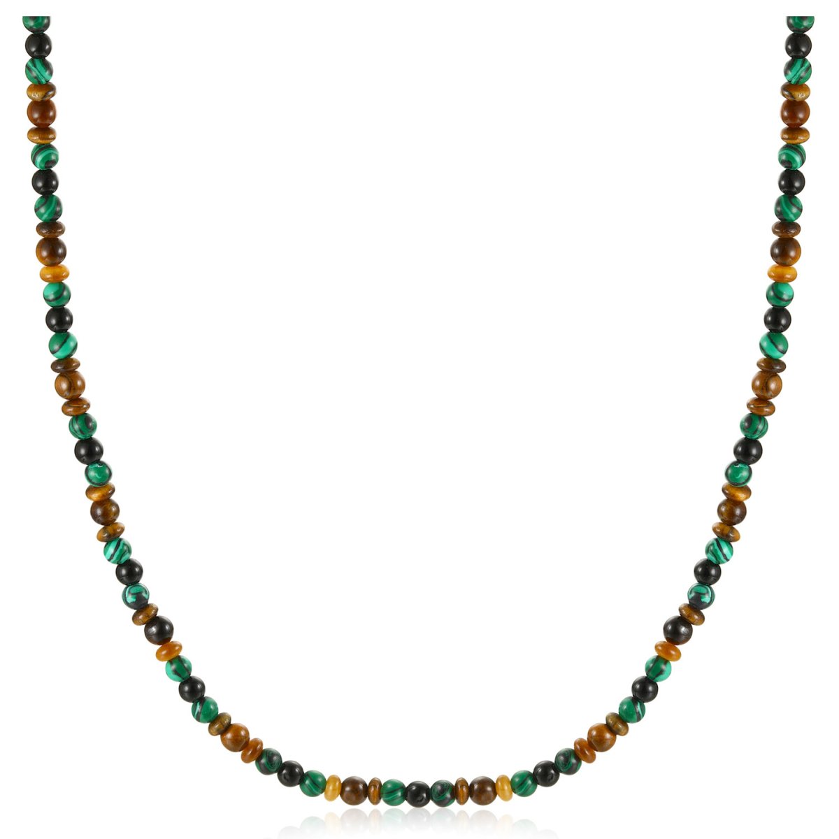 Collana Elastica Con Pietre 4mm – Brand Gioielli – Malachite, Occhio di Tigre e Agata nera - immagine 2